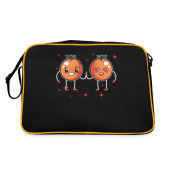 Cute Orange Couple Hugging Orange Fruit Lovers - Retro Bag - black/gold - Back