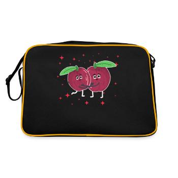 Couple mignon de fruits de la passion étreignant les amateurs de fruits - Sac Retro - noir/or - Dos