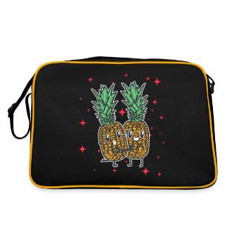 Couple d’ananas mignon étreignant les fruits d’ananas - Sac Retro - noir/or - Dos
