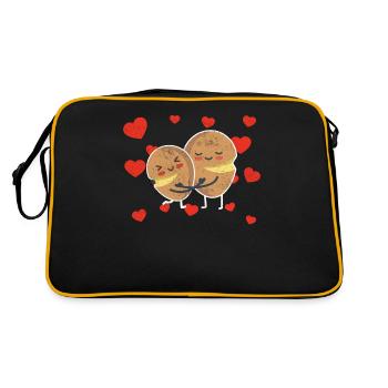Cute Potato Couple Hugging Potato Fruit Lovers - Retro Bag - black/gold - Back
