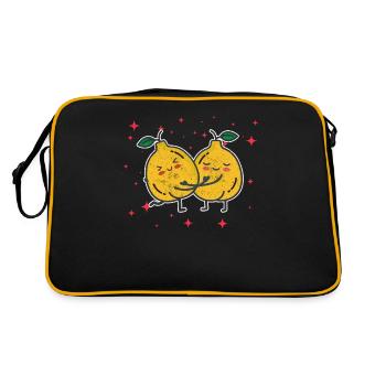 Cute Quince Couple Hugging Quince Fruit Lovers - Retro Bag - black/gold - Back