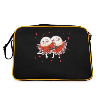 Cute Rambutan Couple Hugging Rambutan Fruit Lovers - Retro Bag - black/gold - Back