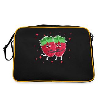 Couple mignon de framboise étreignant le fruit de la framboise - Sac Retro - noir/or - Dos