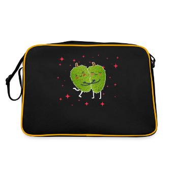 Cute Soursop Couple Hugging Soursop Fruit Lovers - Retro Bag - black/gold - Back