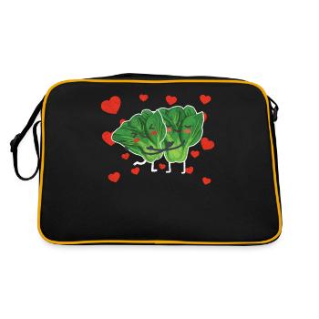 Cute Spinach Couple Hugging Spinach Leafy Green - Retro Bag - black/gold - Back