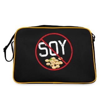 No Soy Allergy Awareness Warning Allergic - Retro Tasche - Schwarz/Gold - Hinten