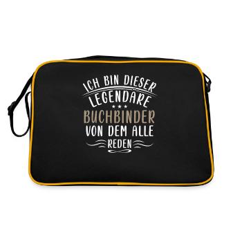 Lustige Buchbinder Sprüche Bücher Lesen Handwerk - Retro Tasche - Schwarz/Gold - Hinten