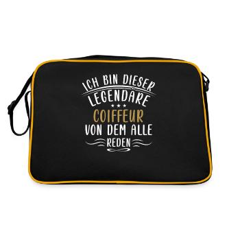 Lustige Coiffeur Sprüche Friseur Haare Styling - Retro Tasche - Schwarz/Gold - Hinten