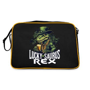 St. Patrick's Day Lucky Saurus Rex Dinosaurier - Retro Tasche - Schwarz/Gold - Hinten