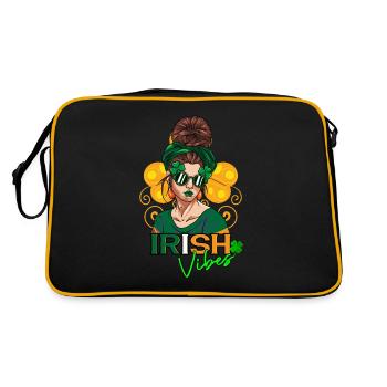 St. Patrick's Day Irish Vibes Frau - Retro Tasche - Schwarz/Gold - Hinten