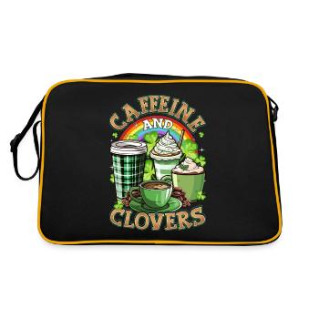 St. Patrick's Day Kaffee, Koffein und Klee - Retro Tasche - Schwarz/Gold - Hinten