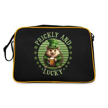 St. Patrick's Day Igel - Retro Tasche - Schwarz/Gold - Hinten