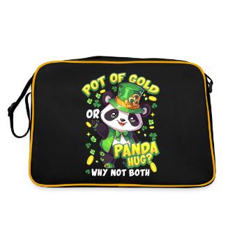 St. Patrick's Day Panda-Umarmung - Retro Tasche - Schwarz/Gold - Hinten