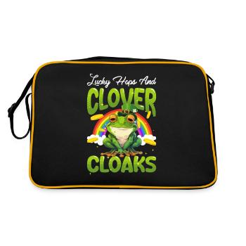 St. Patrick's Day Frosch - Retro Tasche - Schwarz/Gold - Hinten