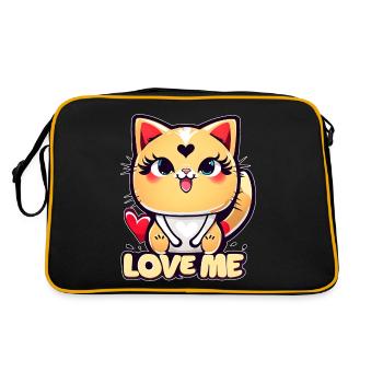 A funny chibi cat full of love - Retro Bag - black/gold - Back