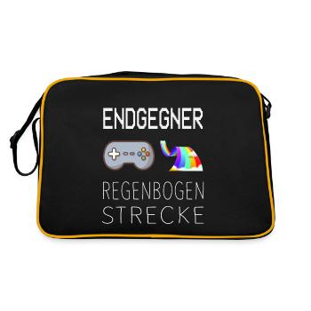 Endgegner Regenbogenstrecke Mario Kart Gaming - Retro Tasche - Schwarz/Gold - Hinten