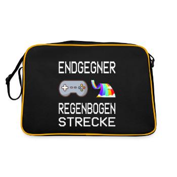 Endgegner Regenbogenstrecke Mario Kart Gaming - Retro Tasche - Schwarz/Gold - Hinten