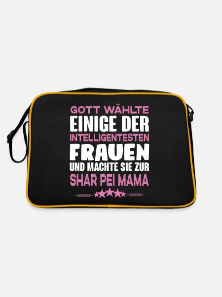 Shar Pei - Shar Pei Hund - Retro Tasche - Schwarz/Gold - Hinten