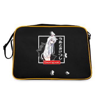 anime gamer sad girl japan bad senpai egirl manga - Retro Bag - black/gold - Back