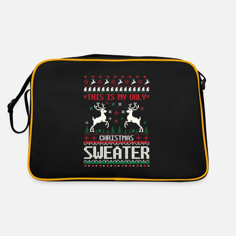 Hässlicher Pullover - das ist mein hässlicher Pullover - Retro Tasche - Schwarz/Gold