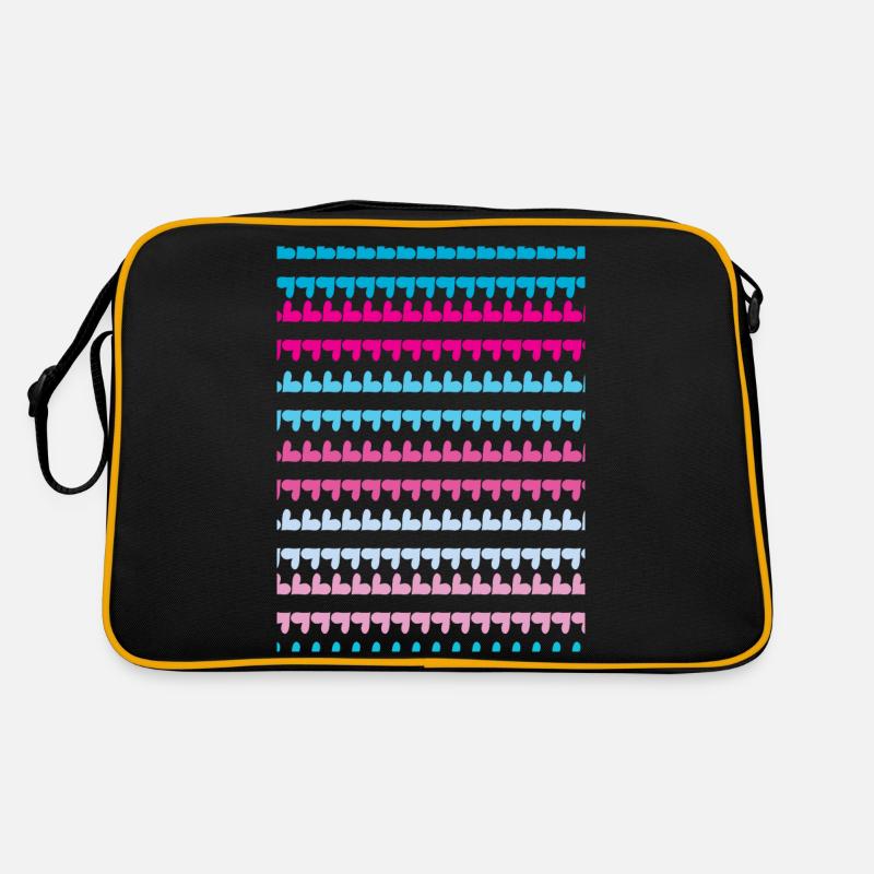 PINK BLUE HEARTS PATTERN - Retro Bag - black/gold