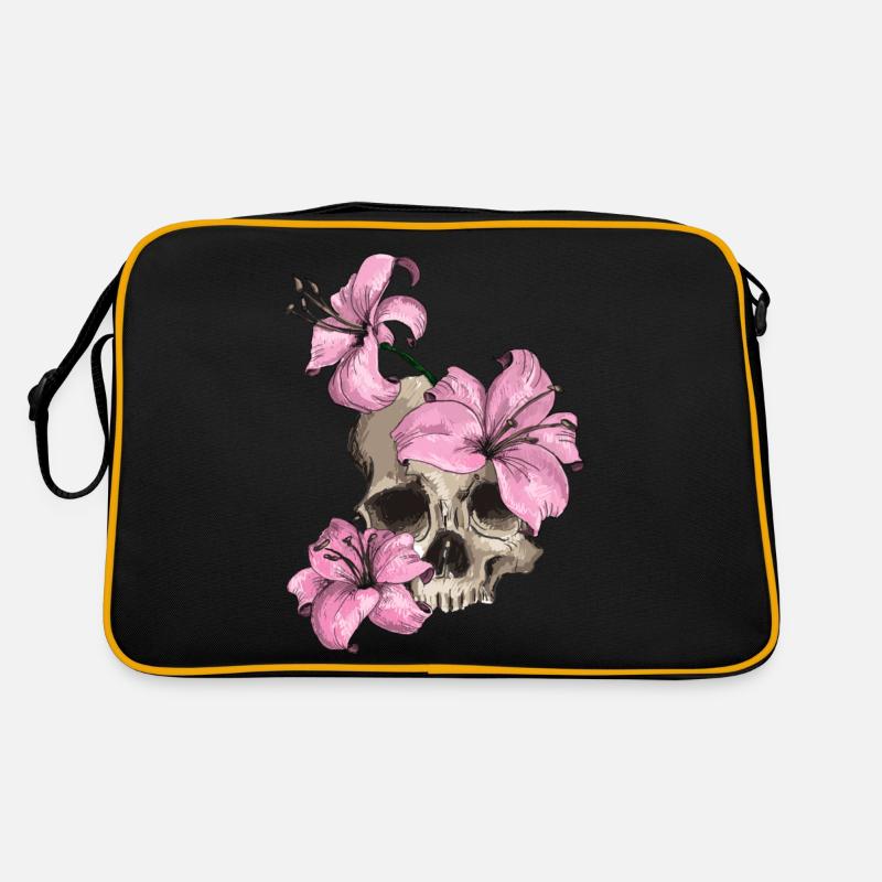 Skull with lilies Retro Bag