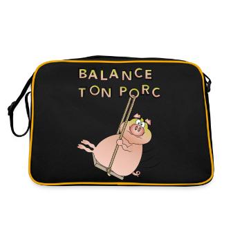 Schwinge dein Schwein - Retro Tasche - Schwarz/Gold - Hinten