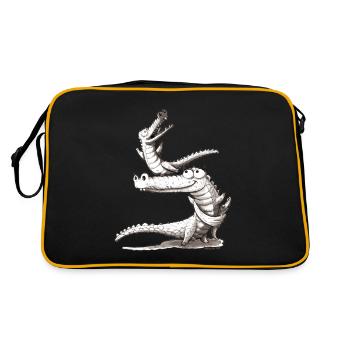 Illustration de la famille des crocodiles - Sac Retro - noir/or - Dos