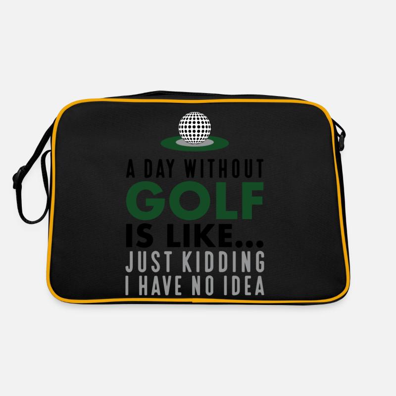 Lustige Sprüche Golf - Retro Tasche - Schwarz/Gold