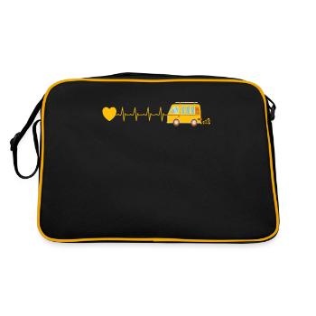 Camper Van Herzschlag - Retro Tasche - Schwarz/Gold - Hinten