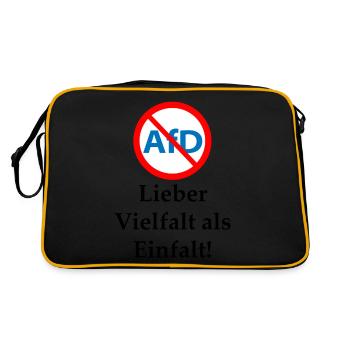 Gegen AfD! Vielfalt statt Einfalt - Retro Tasche - Schwarz/Gold - Hinten