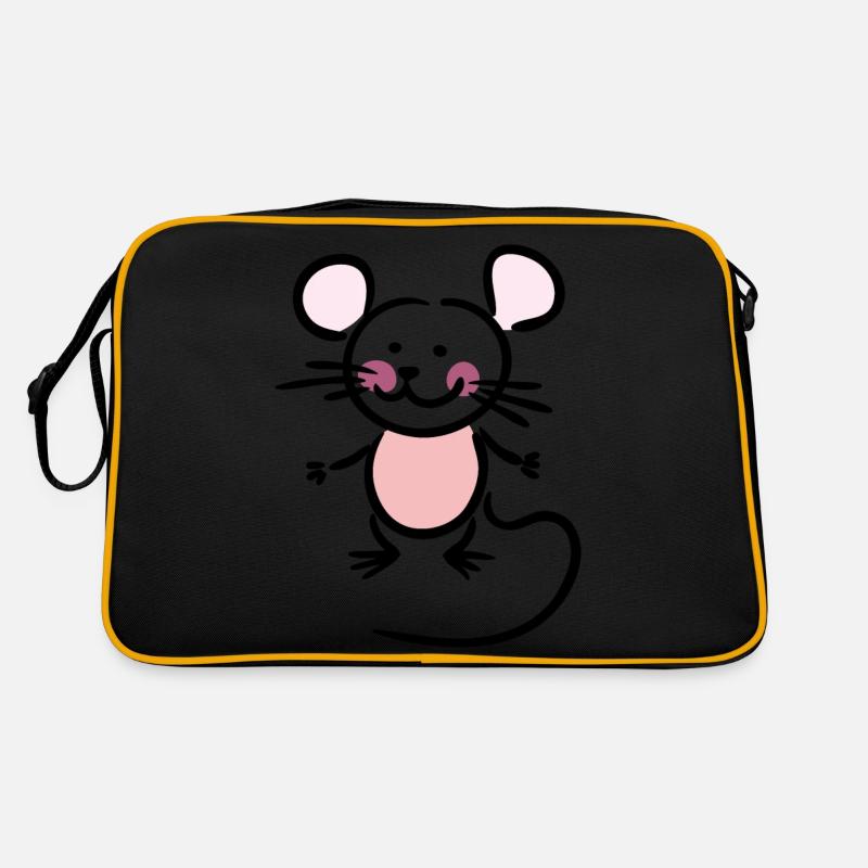 Maus - Retro Tasche - Schwarz/Gold