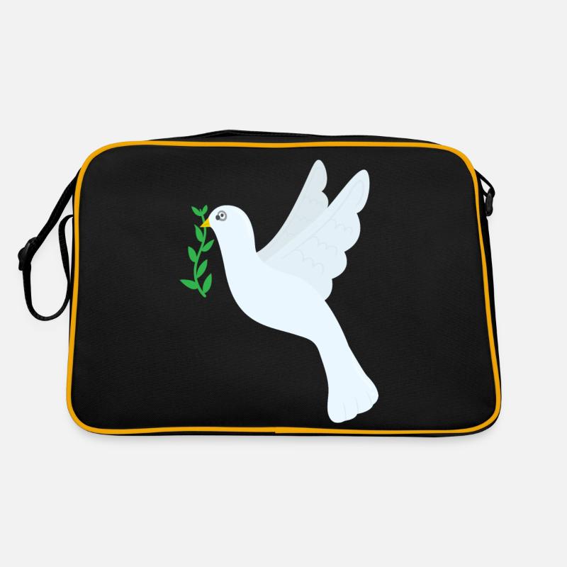 Friedenstaube - Retro Tasche - Schwarz/Gold