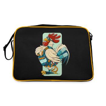 Steampunk Rooster (Black Perimeter) - Retro Bag - black/gold - Back