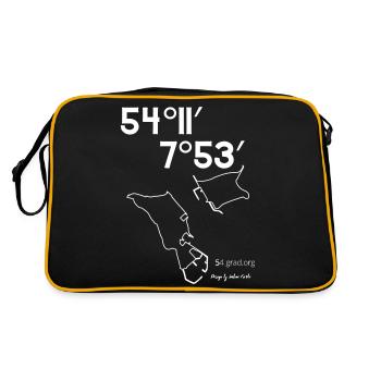 Koordinaten Helgoland mit Insel und Düne. - Retro Tasche - Schwarz/Gold - Hinten