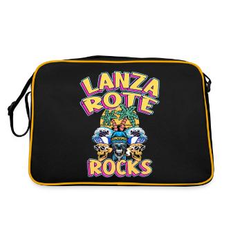 Lanzarote Sommer Sonne Strand Palmen Totenkopf - Retro Tasche - Schwarz/Gold - Hinten