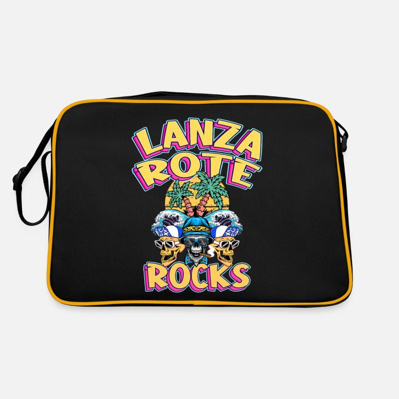 Lanzarote Sommer Sonne Strand Palmen Totenkopf Retro Tasche