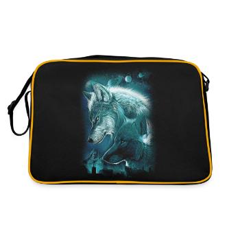 WOLVES PLANET SPACE SPIRITUALITY - Retro Bag - black/gold - Back