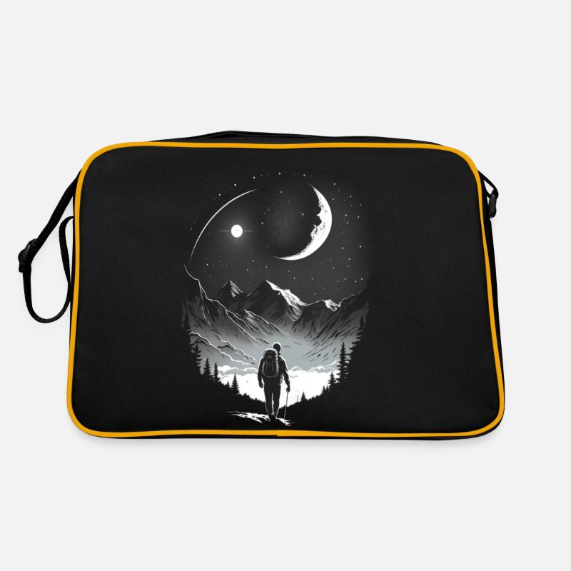 Wanderer bei Mondschein, Abenteuer, Backpacking Retro Tasche