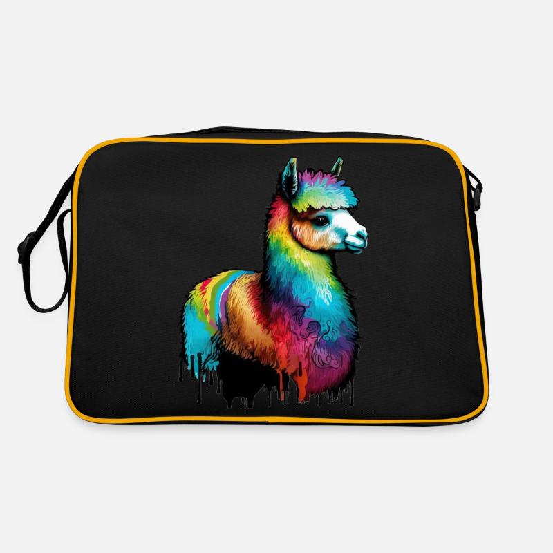 Alpaca Llama Rain Drops Retro Bag