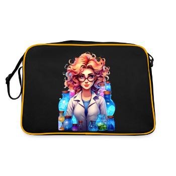 Portrait einer jungen Frau im Cartoon Stil - Retro Tasche - Schwarz/Gold - Hinten