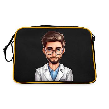 Portrait eines jungen Mannes im Cartoon Stil - Retro Tasche - Schwarz/Gold - Hinten
