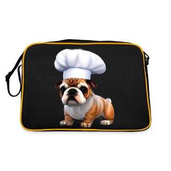 Bulldog, Chiens, Propriétaires de chiens, Restaurateur, Chien, Cuisiniers - Sac Retro - noir/or - Dos