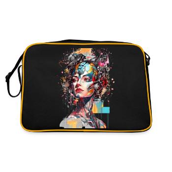 Portrait of a female AI android/cyborg - Retro Bag - black/gold - Back