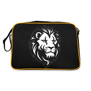 Löwe Löwenkopf Raubtier - Retro Tasche - Schwarz/Gold - Hinten