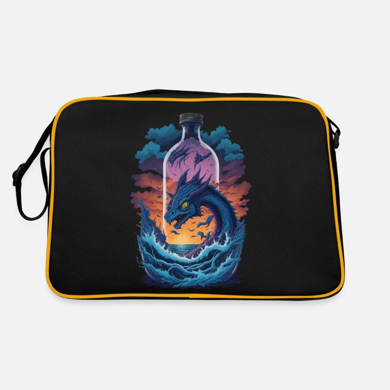 Drache - Retro Tasche - Schwarz/Gold