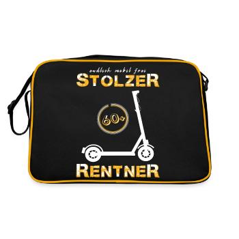 Rentner Pensionär Opa - Retro Tasche - Schwarz/Gold - Hinten