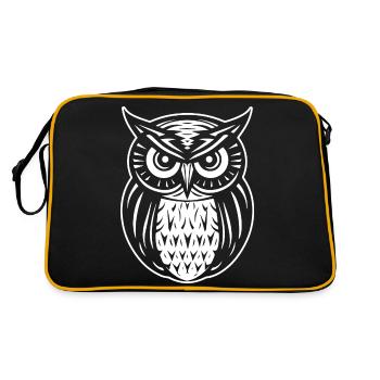 Owl Owl Bird Birds - Retro Bag - black/gold - Back