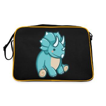 hugadino Triceratops, Dino, süßer Dinosaurier - Retro Tasche - Schwarz/Gold - Hinten