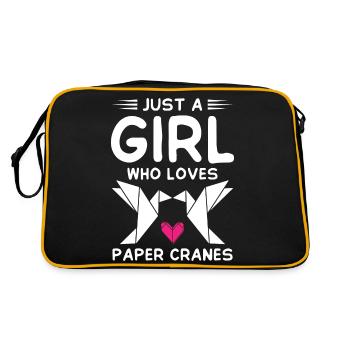 Just Girl Who Loves Paper Cranes Origami - Retro Tasche - Schwarz/Gold - Hinten